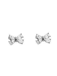 1 Pair Children's Elegant Cubic Zirconia Bow Stud Earrings, Suitable For Girls' Daily Wear, Party Jewelry Or Birthday Gift - 10# - View 3