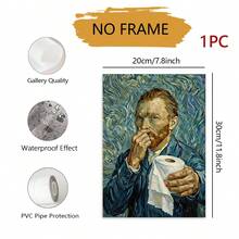 1pc 2D Flat Humorous Van Gogh Self-Portrait Toilet Paper Roll Wall Art Decor, Starry Night Style Humorous Bathroom Decor Poster, Frameless Modern Canvas Painting, Suitable For Bathroom, Toilet, Restroom, Home Decor, Bathroom Wall Decoration - Multicolor - View 10