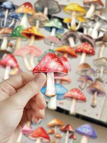 50pcs Mushroom Stickers For Phone Case, Refrigerator, Planner, Diary, Guitar, Scrapbook, Planner, Luggage, Helmet, Skateboard, Laptop School Supplies - Mushroom - View 2