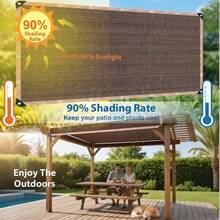 1pc Brown Multi-Size UV Protection Sunshade Net, With Hemmed Edge And Grommet Design For Easy Installation, Breathable And Waterproof, Suitable For Outdoor, Carport, Plants, Vegetables And Other Sunshade Applications, Prevents Items From Being Sunburned - Multicolor - View 3