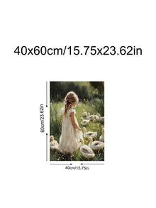 1pc Goose Girl Prints, Rustic Farmhouse Moody Girl With Ducks Painting,Shepherdess Lamb Art, Ideal Gift,Suitable For Bedroom,Living Room,Office,Wall Arts,Wall Decor,Home Decor,Room Decor,Canvas Wall Art,Posters, Wall Art With Frame, Optional Frame ﻿ - 1PCS - View 30