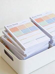2/1pc 100/50 Pages/Book Macaron Color Block Brain Dump To-Do Notebook, Modern Minimalist Thick Paper Rectangular Categorized Checklist Detail Task Organization Time Management Daily Planner Notepad, Office Desk Workspace Arrangement Back To School Stationery Autumn Style, Planner, Notebook, Memo Pad, School Supplies, Basic School Supplies, Student Stationery, Sticky Notes, Teacher Supplies, 2025/2026 Planner, Journal - A - View 4