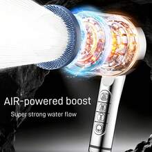Tatukiko 1pc/3pcs Powerful Pressurized Shower Head Bathroom Bath Filter Shower Head Spray Massage Lotus Shower Head Handheld Spray/Set With 1.5m Shower Hose ABS Bracket Set - Silver - View 8