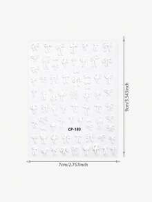 1PC Romantic Coquette Flat Nail Art Stickers, Mixed Large & Tiny Solid White Outline Bow Nail Decals, Self-Stick Nail Decor Accessories For Clean Minimalist Casual Wedding Nail Design - Multicolor - View 5