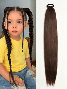 1pc Synthetic 26 Inch Long Ponytail Extensions With Elastic Band Versatile DIY Braided Ponytail For Kids Girls - 彩色 - 查看 10