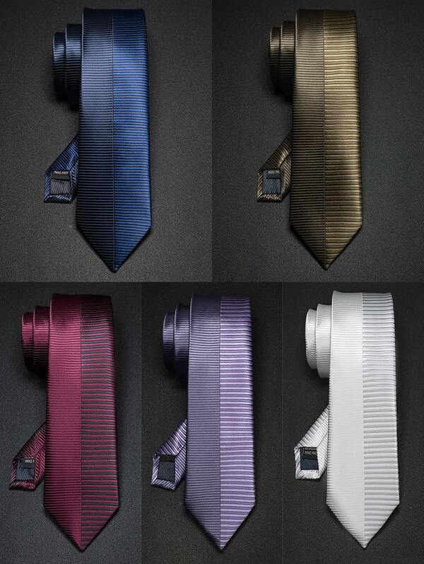 Men's Two-Tone Fine Striped Satin Tie & Tie Clip Set, Classic Formal Business Wedding Party Ball Office Gentleman Suit Tie