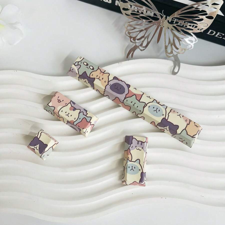 Cute 4pcs Keycap Set Original Height Highly Attractive PBT Five-Sided Dye-Sublimation Compatible With Mechanical Keyboard - View 1