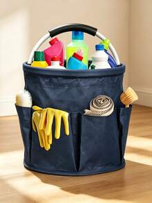 1pc/Set Multi-Functional Cleaning Storage Basket, Compact Navy Blue Large Capacity Storage Bin, Suitable For Storing Household Cleaning Supplies And Daily Sundries, Also Can Be Used For Beach Gear And Fishing Tools - Multicolor - View 4