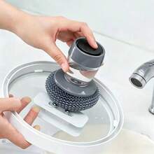 Cepillo de limpieza de cocina conveniente - Modelo portátil con adición de líquido antiadherente, disponible en 3 formas, caja de líquido de limpieza visible + función de descarga de líquido por presión, adecuado para escenas de limpieza como cocina, olla antiadherente, plato, vajilla, fregadero, etc. - convencional - Ver 12