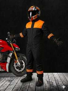 Waterproof Overalls For Motorcyclists And Cyclists, Men And Women With Reflective Strips, Raincoat, Overalls With Adjustable Elastic Reflective Strips - Orange - View 1