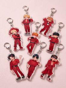 8 Acrylic Keychains. Featuring The Iconic Red-Clad K-Pop Devil, These Keychains Recreate His Classic Stage Look, Exuding Coolness And Style. Perfect For High-Energy Occasions Like Concerts, Fan Gatherings, Bag Charms, And Collectible Items. Whether As A Birthday Gift Or A Gift Between Fans, These Keychains Instantly Ignite A Supportive Atmosphere, Showcasing The Attitude Of Die-Hard Fans And Making Them Stand Out Throughout The Season. - Multicolor - View 6