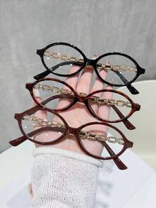2/3 Pairs Women's Plastic Oval Full Frame Fashion Versatile Elegant Lifestyle Personalized High Quality Minimalist Transparent Glasses, Suitable For Daily Wear, Street Photography, Back To School, Watching TV, Gaming, Outing Accessories - Transparent - View 6