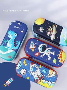 1pc Boy/Girl 3D Dinosaur Astronaut Pencil Case, Hard Pencil Box, Large Capacity Stationery Pencil Pouch For Kids, Back To School , First Day Of School - Multicolor - View 4