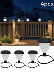 2/4pcs Solar Powered Tie-On LED Outdoor Lights, Automatic Dusk To Dawn Solar Deck And Fence Lights, Suitable For Swimming Pool, Patio And Yard Railing, Garden Path Landscape Lighting, Perfect Decoration For New Year, Easter And Spring Outdoor Decor - White Light - View 12