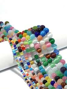 1 Strand Natural Cat's Eye Stone Round Beads Loose Beads Suitable For Jewelry Making DIY Bracelets Necklace Accessories 6/8/10MM - Multicolor - View 1