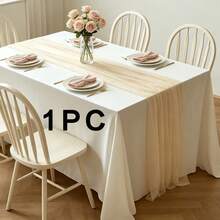 3PCS Red Chiffon Fabric Tablecloth Bohemian Transparent Satin Tablecloth Suitable For Autumn Thanksgiving Family Party Wedding Arch Background Baby/Bride Gift Birthday Party Restaurant Table Outdoor Party Festival Decoration - Burgundy - View 14