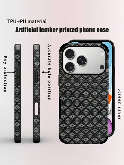 1pc Luxury Geometric Rhombus Woven Pattern Microfiber Leather Phone Case, Fashionable Phone Protective Cover, Microfiber Leather Anti-Drop Anti-Shock Bonded Craft Soft Shell, Suitable For IPhone 17/16/15/14/13/12/11/Galaxy S24 Ultra/S24/S23/S22