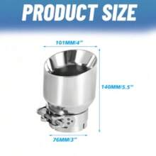 3''Inlet 4''Outlet Tailpipe Trim Tip Exhaust End Pipe Polished Stainless Steel - A - View 2