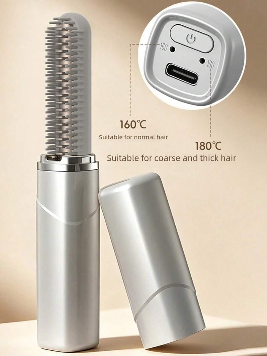 Wireless Bangs Comb USB Rechargeable Mini Straightening Comb Heating Straightening Comb Unisex Styling Straightening Comb