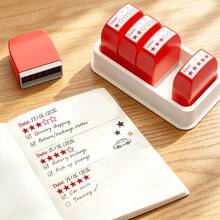 Back To School - 5pcs Teacher Five-Star Grading Stamps, Parent Signature Self-Inking Stamp Set, Creative Rating Star Stamps With Handwritten Date, Teacher Grading / Tutoring Scoring Stamps, Reusable, Compact And Durable, Suitable For Parents And Teachers To Grade Homework, Study Tracking, Habit Formation, Easily Mark Learning Progress, Improve Teaching And Tutoring Efficiency, Essential Practical Stationery For New Teachers And Parents - 5-piece Happy Complete Graded Set - View 3