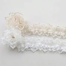 1 Yard Double Layer Elastic Lace Trim, 3D Ruffle Embroidered Ribbon Fabric, Suitable For Sewing, DIY Clothing, Hair Accessories, Home Decor - Multicolor - View 4