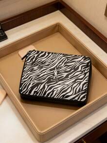 Yves Saint Laurent Zebra Print Storage Bag, Cosmetic Bag, Suitable For Daily Use, Luxurious Appearance, Versatile Use, Convenient To Carry, Zipper Design, Can Store Samples And General Merchandise, Suitable For Daily Use, Work, Travel, School And Other Occasions - Black - View 4
