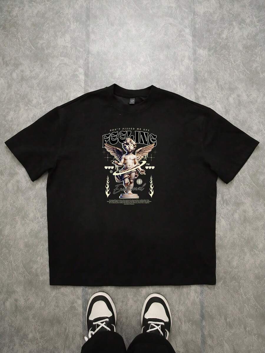 Tricou pentru bărbați, croială regular, cu imprimeu, mânecă scurtă