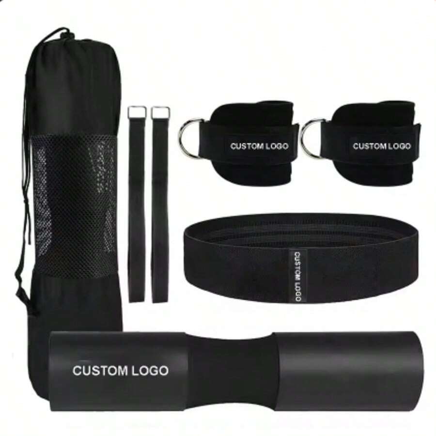 4pcs/Set Barbell Squat Pad Kit - Shoulder Pad, Wrist Wraps, Ankle Straps, Suitable For Squats, Hip Thrusts, Weightlifting, Strength Training - Multicolor - View 1