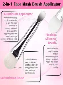 2pcs Face Mask Brush Set - Soft And Application Tools, With Cream Scoop Design, Gentle Exfoliating Bristles, Suitable For Clay Masks, Creams, Serums - Hygienic Face Mask Brush Set, Suitable For Sensitive Skin, 1pc Soft Bristle Face Mask Brush And 1pc Silicone Face Mask Brush Easy To Clean And Durable - Silver - View 11