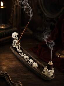 Halloween Incense Burner, Backflow Incense Burner, Skull Boat Incense Burner, Hand-Carved Ornaments, Cool Room Decorations, And An Excellent Gift. - Multicolor - View 2