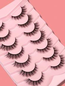 7 Pairs Black Natural Eyelashes - Black - View 2