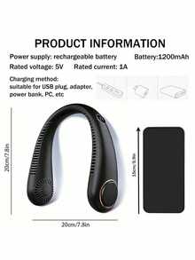 AIRPROSSING Ventilador de cuello colgante, ventilador de cuello portátil sin aspas con 5 niveles de velocidad y pantalla LED, adecuado para estudiantes, oficina, viajes al aire libre, regalo perfecto - Estilo de cuello - Ver 9