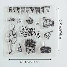 Birthday Party Clear Silicone Stamps Set, Happy Birthday Cake Balloon Gift Animal Transparent Rubber Stamps For DIY Scrapbooking, Card Making, Journaling, Photo Album Decor, Handmade Greeting Card Craft Supplies - Birthday - View 5