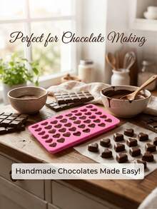 Moule en silicone 3D Cœur/Fève de café pour glace au chocolat 55 cavités, réutilisable, résistant à la chaleur, four, lave-vaisselle, micro-ondes et congélateur, moule à glaçons avec design en relief, convient pour pudding, gâteau, savon, bougie et pain, moule de cuisson multifonction anti-adhésif et DIY, parfait pour la création de desserts créatifs, moule de cuisson en silicone, plats faits maison délicieux, motif en relief, démoulage facile - Multicolore - Voir 4