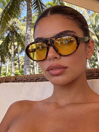 1PC Women's Plastic Plus Size Aviator Retro Toad Fashion Glasses, Leopard Print Bohemian, Personalized Street Vacation Ocean Film Y2K Fashion Outdoor Decorative Fashion Glasses, Suitable For Travel, Beach, Seaside, Driving, Hiking, Dating, Street Photography, Etc.