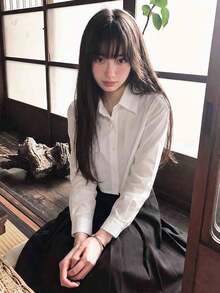 Korean Style Streetwear Girl Academy Slim Fit Flattering Short Waist Long Sleeve Blouse Shirt Summer - White - View 6