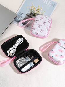 Bow Shaped Love Earphone Data Cable Charger Storage Bag Earphone Storage Box Anti Drop Zipper Bag Cartoon Creative - Multicolor - View 2