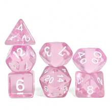 7pcs Transparent Polyhedral Dice Set, Clear Acrylic Role-Playing Game Dice With White Numbers, Multiple Colors Available, Includes Snake Pattern Storage Bag, Suitable For TTRPG Tabletop Games - Multicolor - View 4