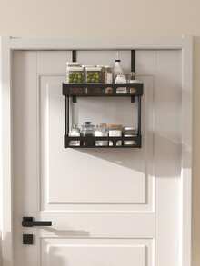 Over-The-Door Pantry Storage Rack, Pantry Storage And Organization, Metal Hanging Spice Rack, Suitable For Pantry Door, Kitchen, Laundry Room, Bathroom Storage, Over-The-Door Hanging Basket - Black - View 6
