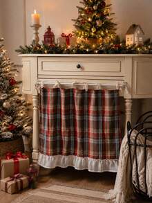 Christmas Plaid Oven Door Cover With Scalloped Edge, Red Tartan Pattern Stove Handle Towel Curtain, Farmhouse Style Holiday Kitchen Decor, Suitable For Oven, Dishwasher, Cabinet, 30 X 21.3 Inches - Multicolor - View 13