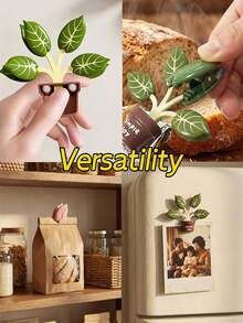 1 Set/4pcs Decorative Leaf Shaped Magnetic Fridge Clips, Plant Tree Shaped Food Bag Sealing Clips, Snack Magnetic Clips, Potato Chip Sealing Clips, Food Bag Clips, Coffee Bag Sealing Clips, Fridge Magnetic Snack Clips, Moisture-Proof Fresh-Keeping Clips, Creative Sealing Clips, Multi-Purpose Sealing Bag Clips - Multicolor - View 9