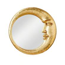 Face Crescent Moon Round Decorative Wall Mirror, Creative Background Wall Decor Home Art Hanging Ornament, Creative Makeup Mirror - Multicolor - View 4
