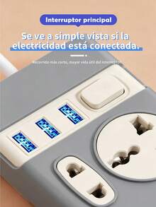 Australian Extension Cable, Multi-Outlet Plug, AC Power Strip, Independent Switch, Mains Filter With USB C Charging Ports - Multicolor - View 8