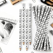 Football Pattern Wooden Pencil With Eraser, Smooth Graphite Writing Pencil, Suitable For Daily Notes, Drawing Stationery - C - View 1