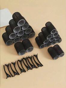 22pcs Pink Hair Roller Set, Hair Clips, Self-Adhesive Curling Tubes And Clips, Create Voluminous Hair Roots And Volume, Soft Waves DIY Salon Styling, Reusable Professional Hair Styling Tools, Curling Hair Clips - Multicolor - View 3