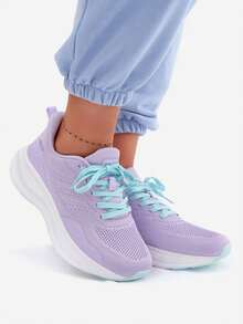 Bequeme Damen-Sportschuhe auf Plateau mit Memory-Schaum für Training und aktiven Lebensstil Gelirae Beige Lila - Violett - Übersicht 10