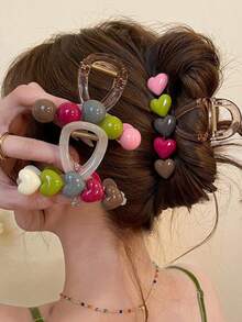 1/2/3 buah Jepit Rambut Wanita Ukuran Besar Warna Pelangi yang Manis, Warna Acak - MultiWarna - View 10
