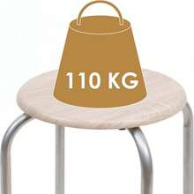 Banqueta redonda Zylx Shopping em metal e madeira | Assento de 30 cm e altura de 45 cm - Madeira clara - Ver 5