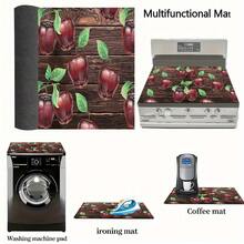 1pc Vintage Wood Grain Apple Pattern Rubber Absorbent Dish Mat, Espresso Machine Countertop Absorbent Mat, Sink Drain Mat, Soft Faucet Absorbent Mat, Sink Cup Mat, Home & Kitchen, Bathroom Accessories - Multicolor - View 8
