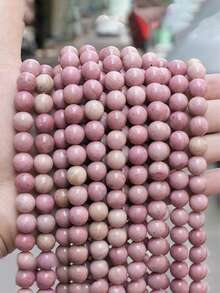1 Untai Manik-manik Kayu Bulat Berbentuk Renda, Batu Akik dan Rhodonit Alami, Aksesori Lepas untuk Pembuatan Perhiasan, Gelang, Kalung, DIY 4 6 8 10mm - MultiWarna - View 5